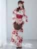 画像4: 【予約 / 5月中旬発送予定】古典レトロ椿浴衣 OBI-siwa-201-wk-3-WR / HIMO-902-kj-5-RosePK / HEKO-800-sb-5-WH / YA-1027-wk-R / GETA-02-ok-8-RoseP/ [YMT]