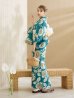 画像13: 【即日発送】アクア地×向日葵のハイカラ浴衣【浴衣３点セット 浴衣/帯/下駄】OBI-siwa-203-wk / HIMO-902-kj-1-BLGR / HEKO-800-sb-5-WH / YA-1025-wk-BL / GETA-01-kj-2-BL/ [YMT]