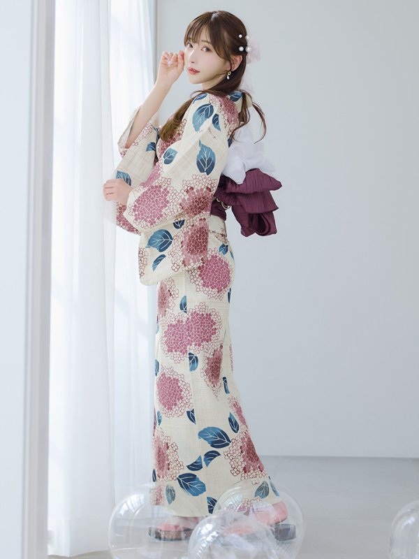 画像3: 【即日発送】はいからピンクの紫陽花浴衣【浴衣３点セット 浴衣/帯/下駄】[YMT]