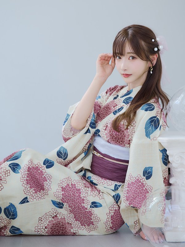 画像7: 【即日発送】はいからピンクの紫陽花浴衣【浴衣３点セット 浴衣/帯/下駄】[YMT]