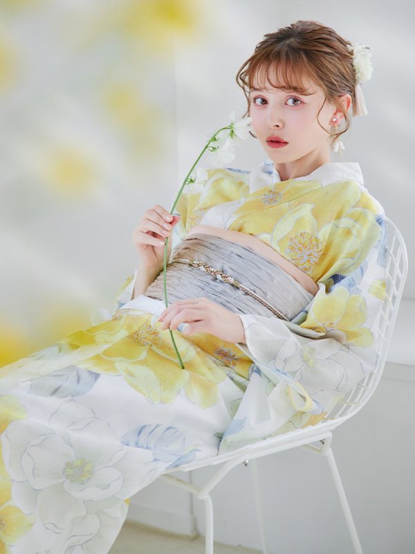 画像18: 【即日発送】ヘルシー油彩牡丹浴衣【浴衣３点セット 浴衣/帯/下駄】[YMT]