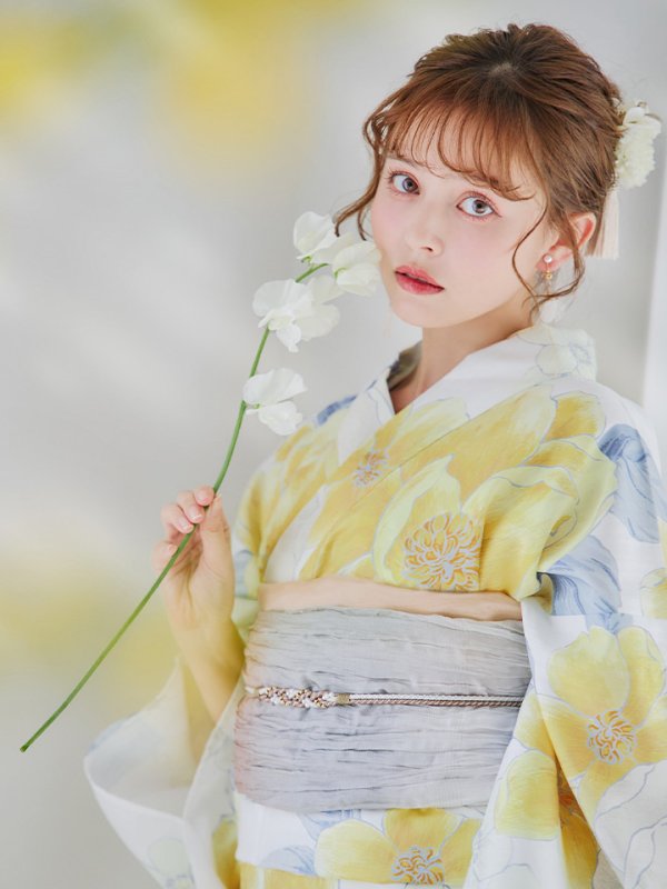 画像12: 【即日発送】ヘルシー油彩牡丹浴衣【浴衣３点セット 浴衣/帯/下駄】[YMT]