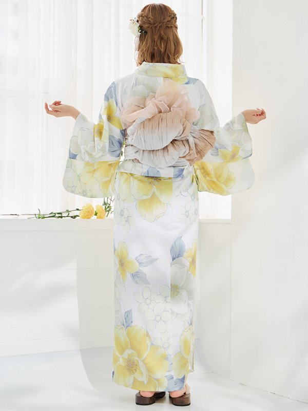 画像37: ヘルシー油彩牡丹浴衣【浴衣３点セット 浴衣/帯/下駄】[YMT]