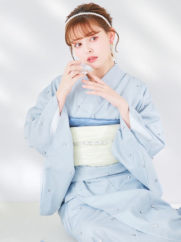 画像16: 【即日発送】アーガイルビジュー浴衣 【浴衣３点セット 浴衣/帯/下駄】[YMT]