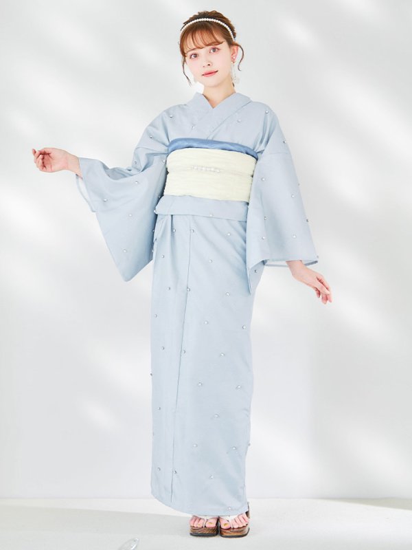 画像8: 【即日発送】アーガイルビジュー浴衣 【浴衣３点セット 浴衣/帯/下駄】[YMT]