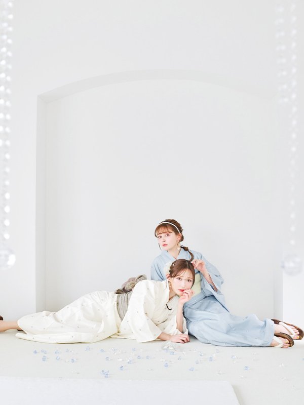 画像3: 【即日発送】アーガイルビジュー浴衣 【浴衣３点セット 浴衣/帯/下駄】[YMT]