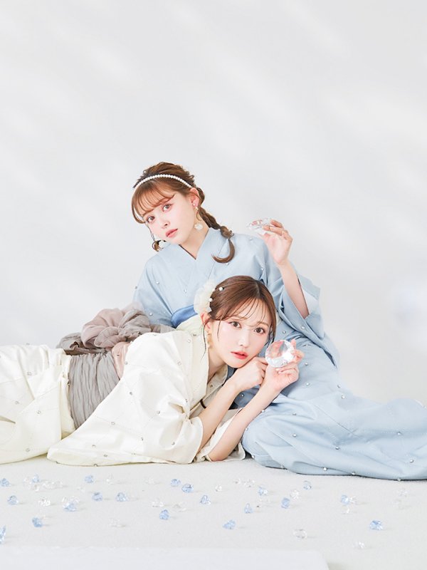 画像4: 【即日発送】アーガイルビジュー浴衣 【浴衣３点セット 浴衣/帯/下駄】[YMT]