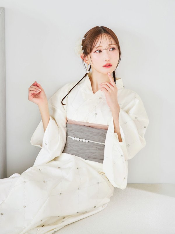 画像36: 【即日発送】アーガイルビジュー浴衣 【浴衣３点セット 浴衣/帯/下駄】[YMT]