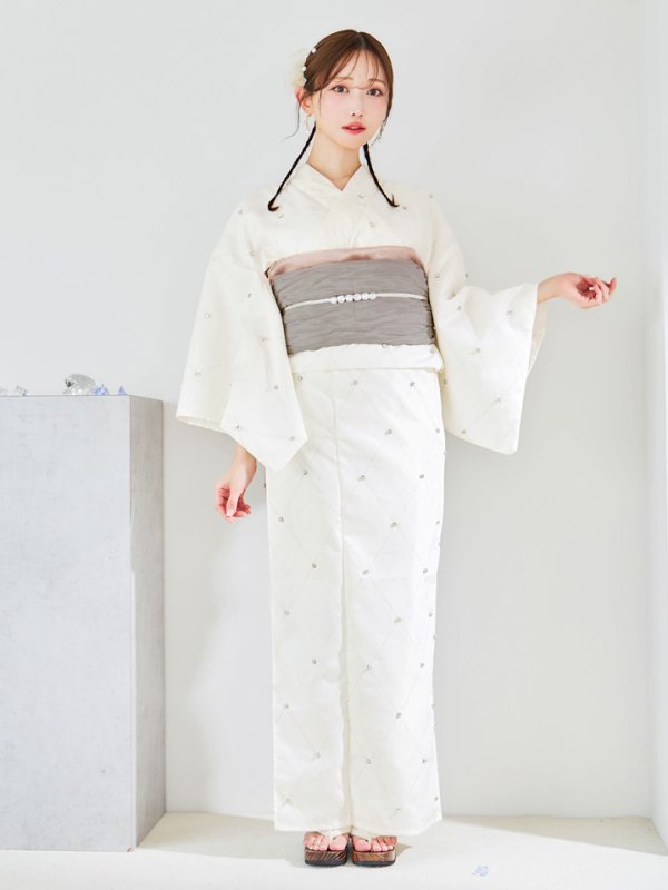 画像28: 【即日発送】アーガイルビジュー浴衣 【浴衣３点セット 浴衣/帯/下駄】[YMT]