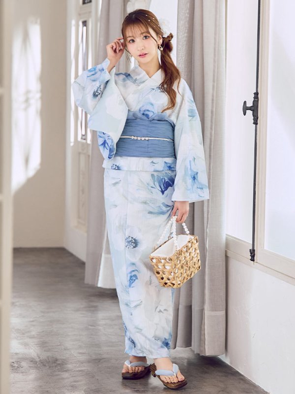 画像11: 蒼華に咲く牡丹浴衣【浴衣３点セット 浴衣/帯/下駄】[YMT]