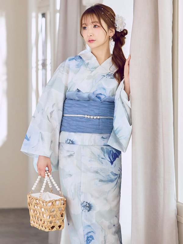 画像12: 蒼華に咲く牡丹浴衣【浴衣３点セット 浴衣/帯/下駄】[YMT]