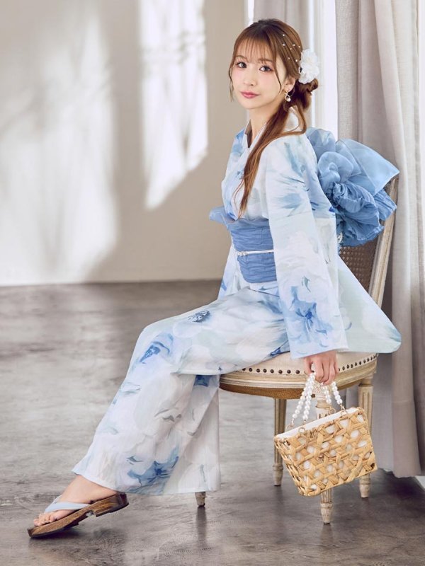 画像13: 蒼華に咲く牡丹浴衣【浴衣３点セット 浴衣/帯/下駄】[YMT]