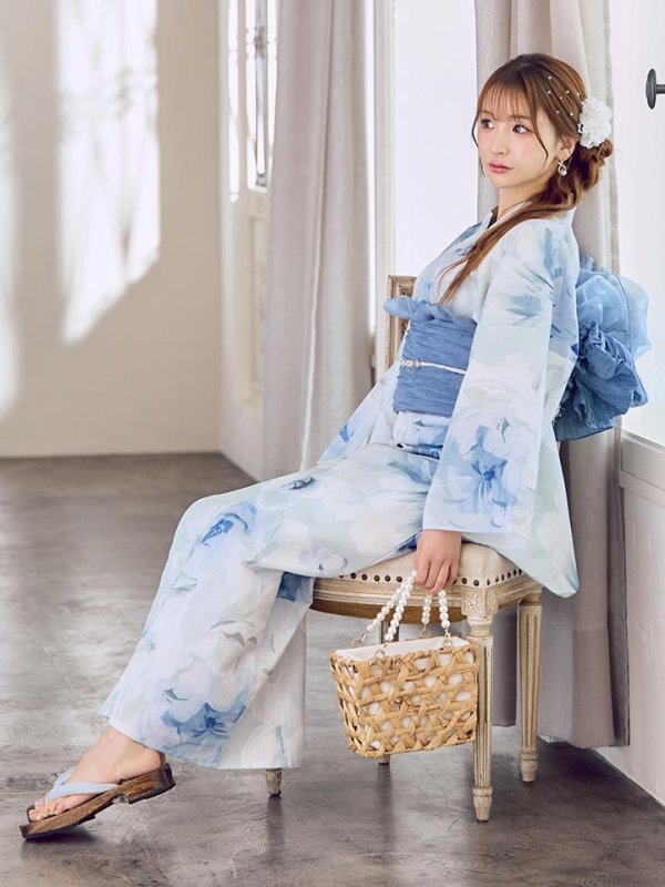 画像19: 蒼華に咲く牡丹浴衣【浴衣３点セット 浴衣/帯/下駄】[YMT]