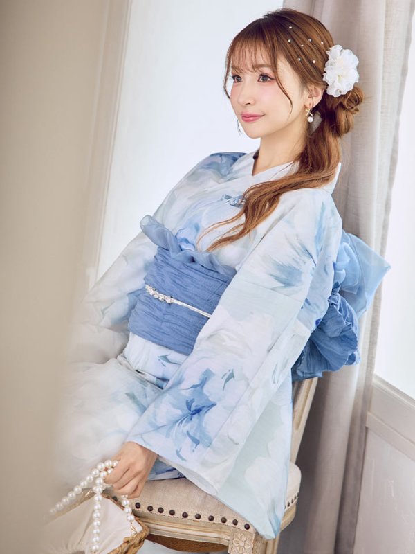 画像21: 蒼華に咲く牡丹浴衣【浴衣３点セット 浴衣/帯/下駄】[YMT]