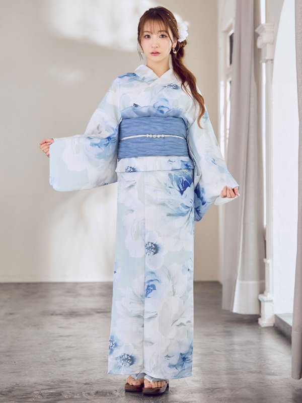 画像4: 蒼華に咲く牡丹浴衣【浴衣３点セット 浴衣/帯/下駄】[YMT]