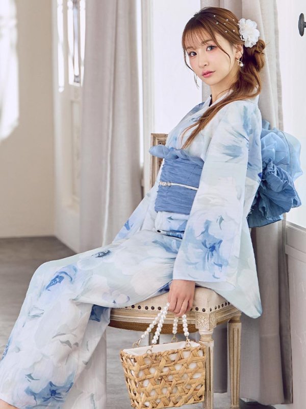 画像5: 蒼華に咲く牡丹浴衣【浴衣３点セット 浴衣/帯/下駄】[YMT]