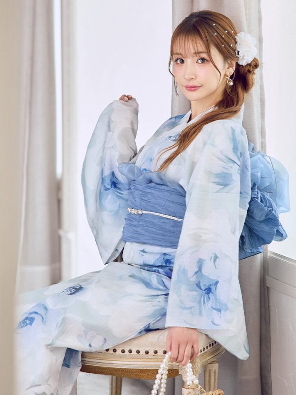 画像8: 蒼華に咲く牡丹浴衣【浴衣３点セット 浴衣/帯/下駄】[YMT]