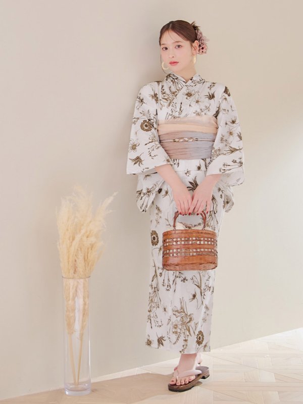 画像9: 【即日発送】アンティーク調ボタニカル浴衣【浴衣３点セット 浴衣/帯/下駄】[YMT]