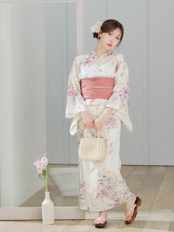 画像10: 【即日発送】牡丹百合花柄浴衣【浴衣３点セット 浴衣/帯/下駄】[YMT]