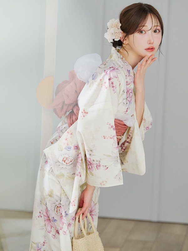 画像12: 【即日発送】牡丹百合花柄浴衣【浴衣３点セット 浴衣/帯/下駄】[YMT]