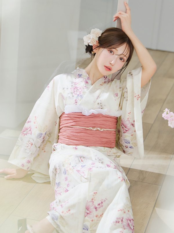 画像14: 【即日発送】牡丹百合花柄浴衣【浴衣３点セット 浴衣/帯/下駄】[YMT]