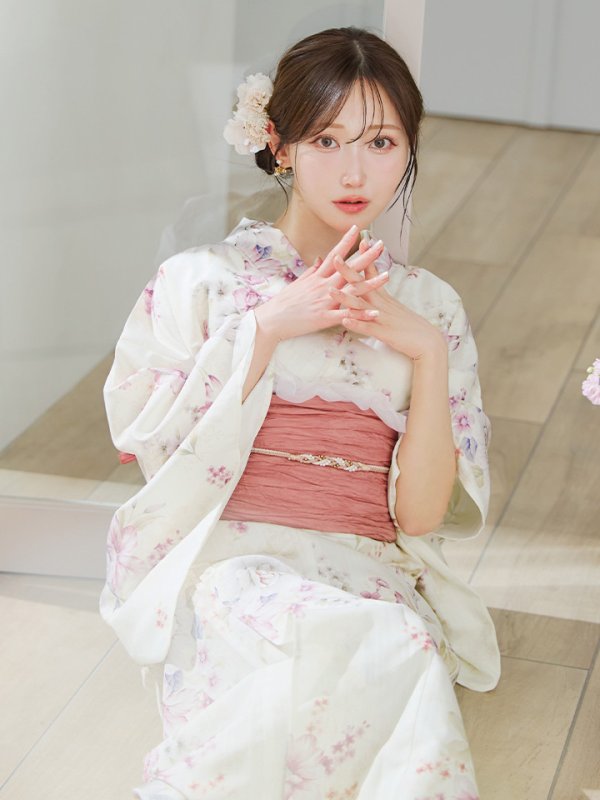 画像15: 【即日発送】牡丹百合花柄浴衣【浴衣３点セット 浴衣/帯/下駄】[YMT]