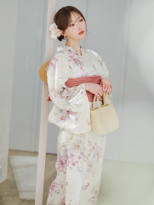 画像16: 【即日発送】牡丹百合花柄浴衣【浴衣３点セット 浴衣/帯/下駄】[YMT]