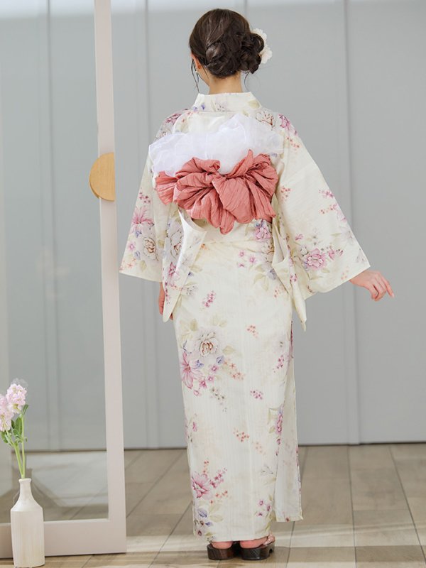 画像17: 【即日発送】牡丹百合花柄浴衣【浴衣３点セット 浴衣/帯/下駄】[YMT]