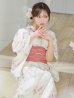 画像2: 牡丹百合花柄浴衣 OBI-siwa-204-wk-6-P / HIMO-900-yn-8-P / HEKO-800-sb-5-W / YA-1073-kn-IV / GETA-02-ok-8-RoseP/ [YMT] (2)