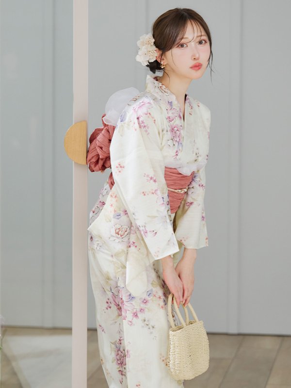 画像8: 【即日発送】牡丹百合花柄浴衣【浴衣３点セット 浴衣/帯/下駄】[YMT]