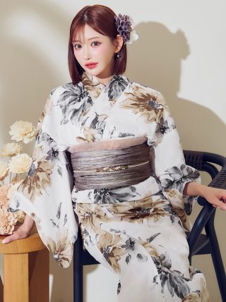 陽彩向日葵の水彩浴衣