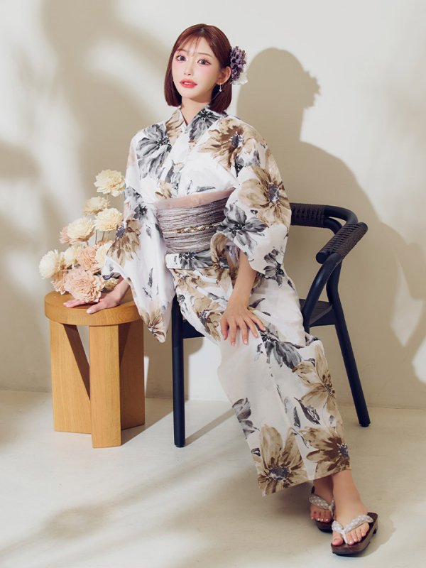 画像10: 【即日発送】陽彩向日葵の水彩浴衣【浴衣３点セット 浴衣/帯/下駄】[YMT]