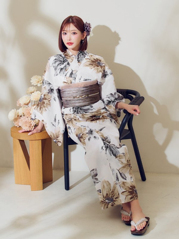 画像13: 【即日発送】陽彩向日葵の水彩浴衣【浴衣３点セット 浴衣/帯/下駄】[YMT]