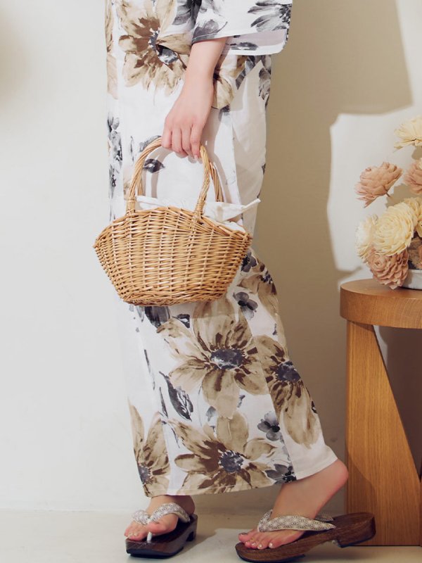 画像18: 【即日発送】陽彩向日葵の水彩浴衣【浴衣３点セット 浴衣/帯/下駄】[YMT]