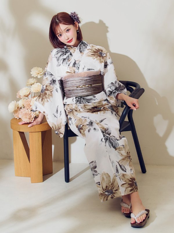 画像9: 【即日発送】陽彩向日葵の水彩浴衣【浴衣３点セット 浴衣/帯/下駄】[YMT]