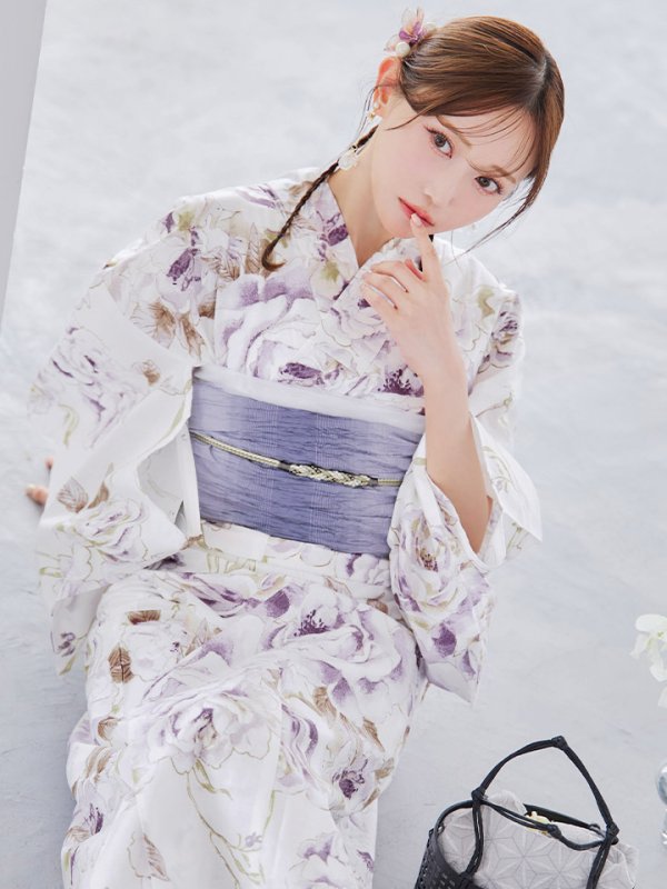 画像11: 【即日発送】藤霞のアンティークローズ浴衣【浴衣３点セット 浴衣/帯/下駄】[YMT]