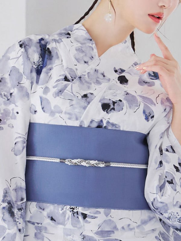 画像16: 【即日発送】水墨ニュアンスフラワー浴衣【浴衣３点セット 浴衣/帯/下駄】[YMT]