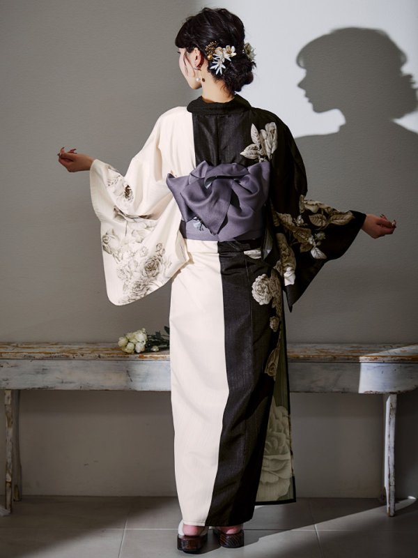 画像14: 【残りわずか！】【即日発送】【Riuコラボ】ツートンカラーローズ浴衣【浴衣３点セット 浴衣/帯/下駄】[YMT]