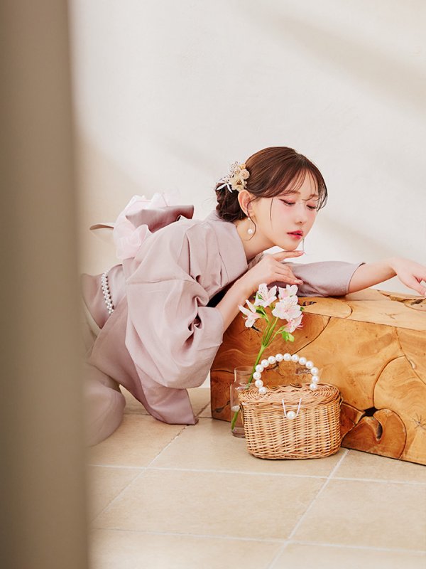 画像13: 【即日発送】【浴衣】ピンク無地浴衣 【浴衣３点セット 浴衣/帯/下駄】[YMT]