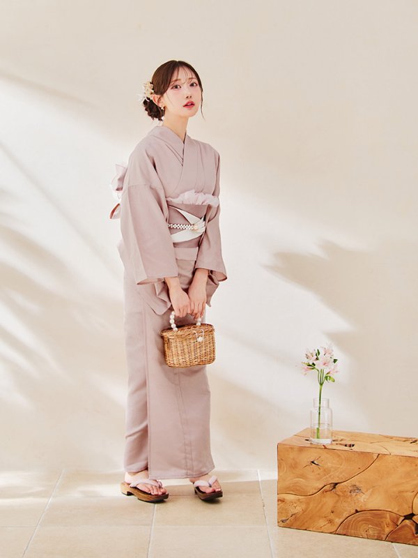 画像5: 【即日発送】【浴衣】ピンク無地浴衣 【浴衣３点セット 浴衣/帯/下駄】[YMT]