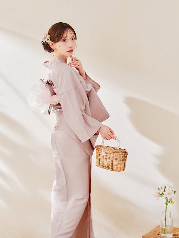 画像7: 【即日発送】【浴衣】ピンク無地浴衣 【浴衣３点セット 浴衣/帯/下駄】[YMT]