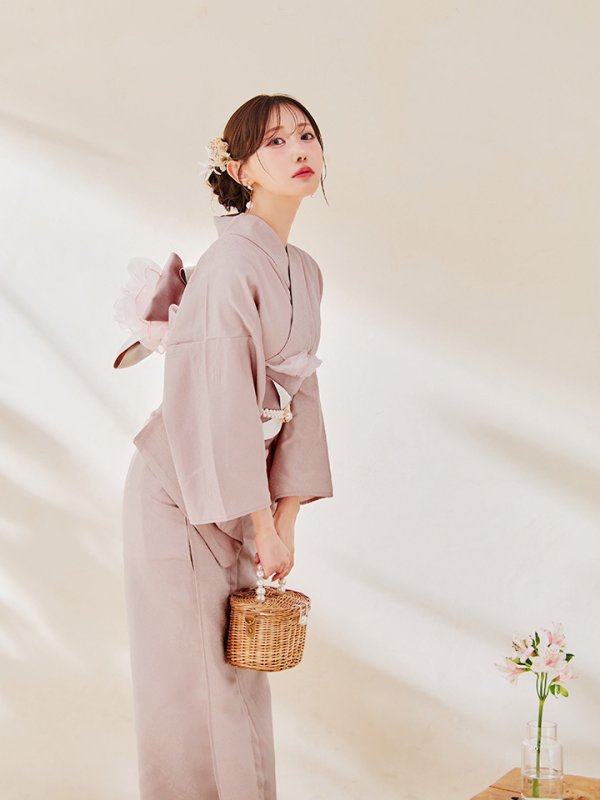 画像8: 【即日発送】【浴衣】ピンク無地浴衣 【浴衣３点セット 浴衣/帯/下駄】[YMT]