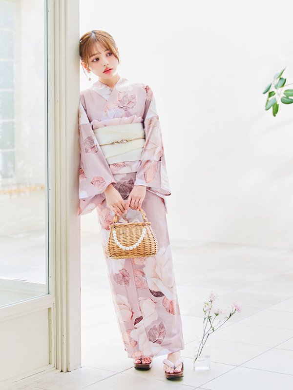 画像6: 【即日発送】【浴衣】 大人スウィートフラワー 薔薇 バラ ローズ 浴衣【浴衣３点セット 浴衣/帯/下駄】[YMT]