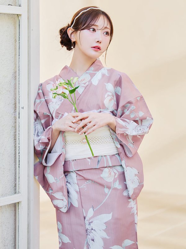 画像3: 【浴衣セール！】【即日発送】【浴衣】 大人スウィート/ピンク地フラワー浴衣 【浴衣３点セット 浴衣/帯/下駄】[YMT]