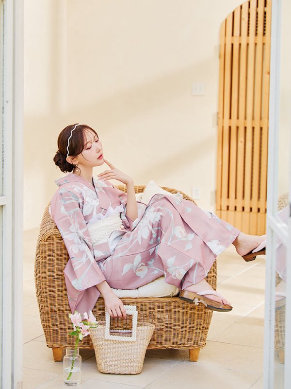 画像8: 【浴衣セール！】【即日発送】【浴衣】 大人スウィート/ピンク地フラワー浴衣 【浴衣３点セット 浴衣/帯/下駄】[YMT]