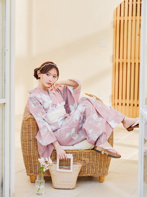 画像11: 【浴衣セール！】【即日発送】【浴衣】 大人スウィート/ピンク地フラワー浴衣 【浴衣３点セット 浴衣/帯/下駄】[YMT]