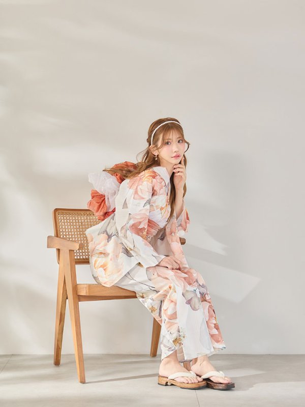 画像10: 【即日発送】アプリコットピンク牡丹浴衣【浴衣３点セット 浴衣/帯/下駄】[OF04/HC03]