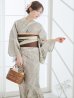 画像2: 【即日発送】ヘルシーリーフ柄ベージュ浴衣 OBI-hira-100-ok-2-BRxBE / HIMO-900-yn-7-MOC / HEKO-800-sb-3-BR / YA-1081-kj-BR / YA-1081-kj-P / GETA-01-kj-5-MOC/ [YMT] (2)