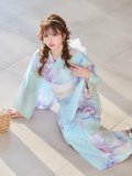 【浴衣セール!】【即日発送】ニュアンスフラワーミント牡丹浴衣  【浴衣３点セット 浴衣/帯/下駄】[OF04/HC03]