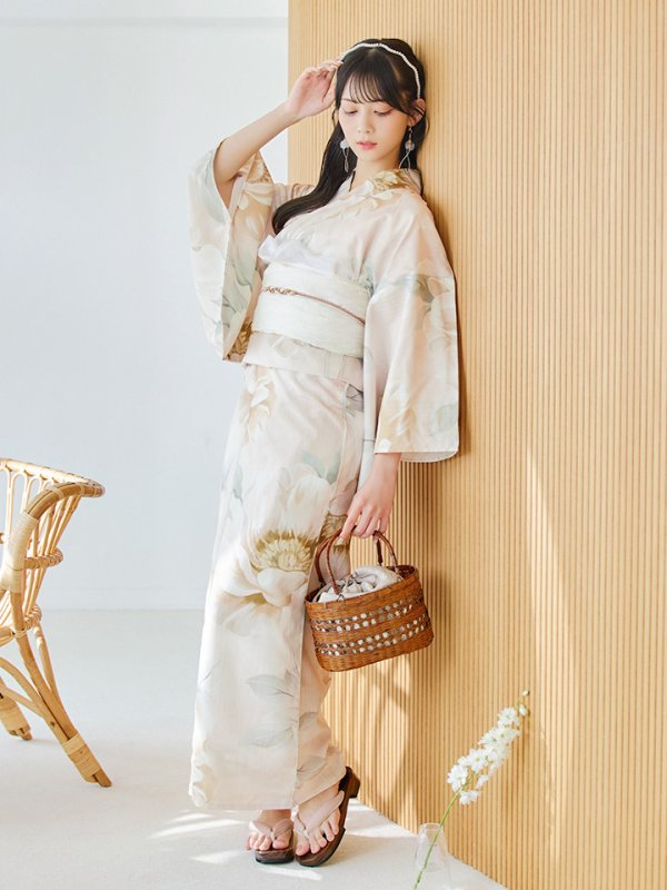 画像13: 【即日発送】クリームイエローピオニー浴衣【浴衣３点セット 浴衣/帯/下駄】[YMT]